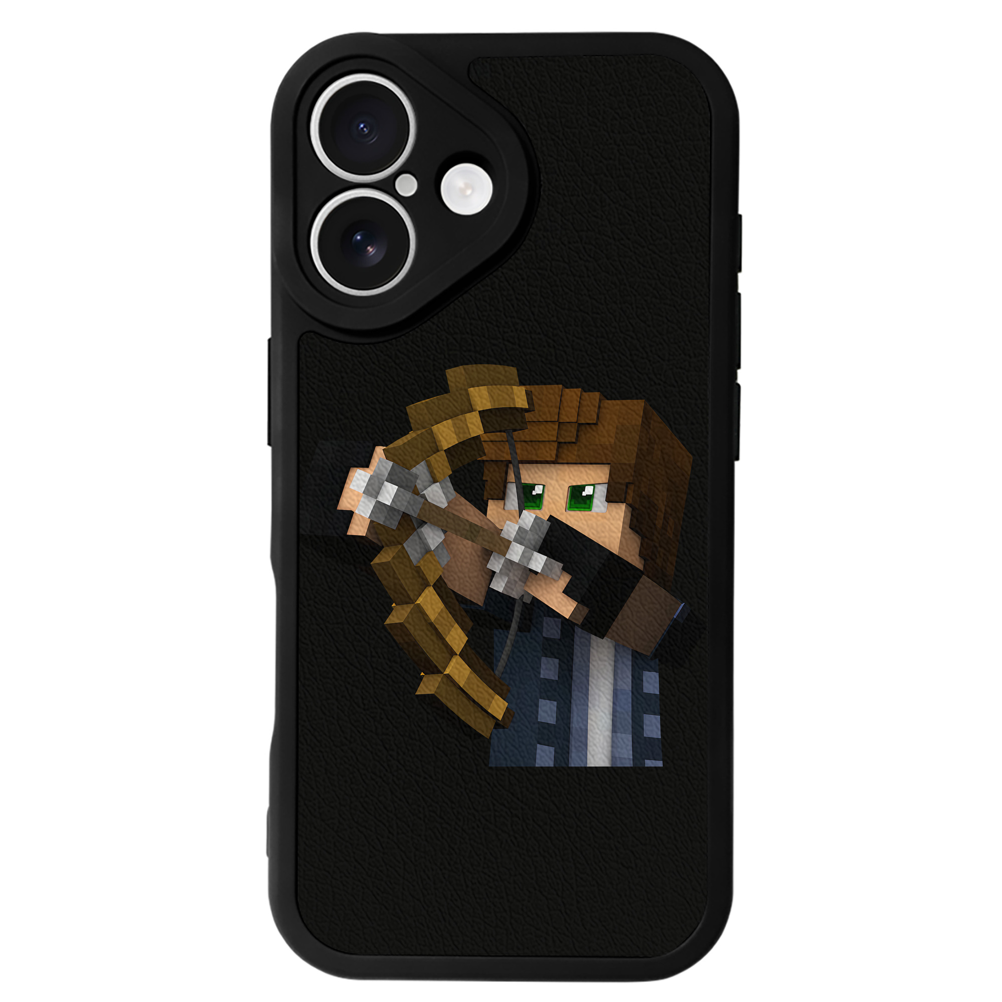 （画像用） マインクラフト ブロックの世界 Minecraft MC Block world 【iPhone 16シリーズ対応】シリコンスマホケース（レザー調） 材質：シリコン